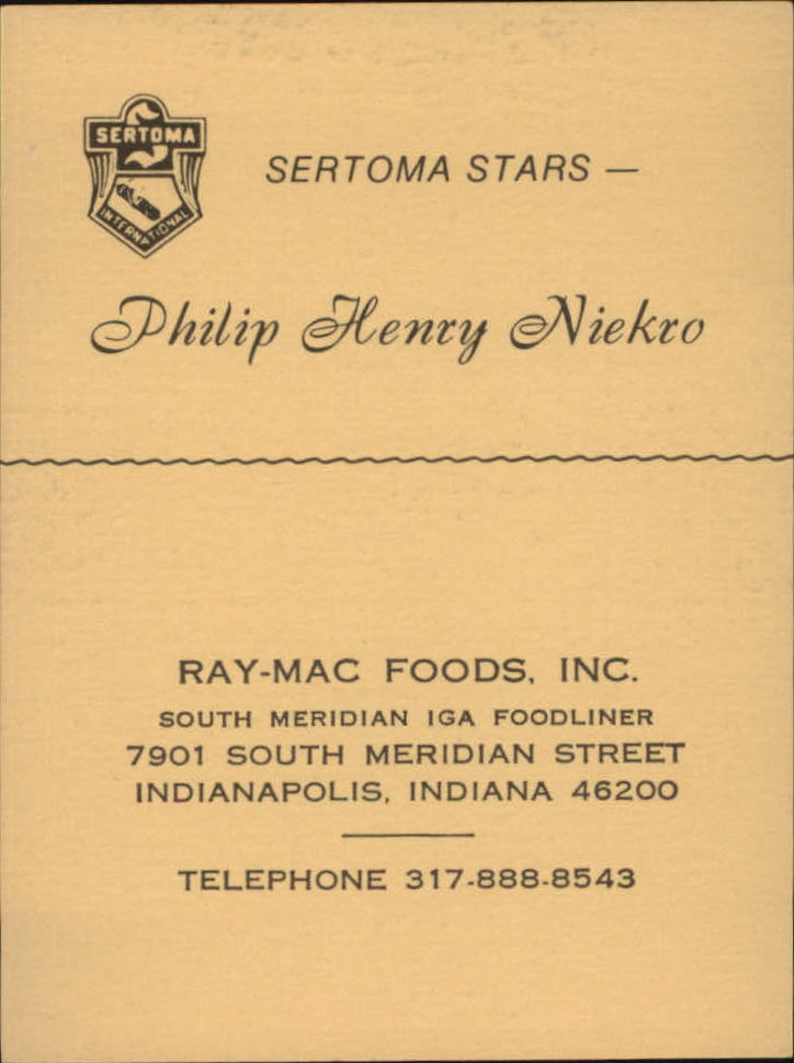 1977 Sertoma Stars #15 Phil Niekro back image