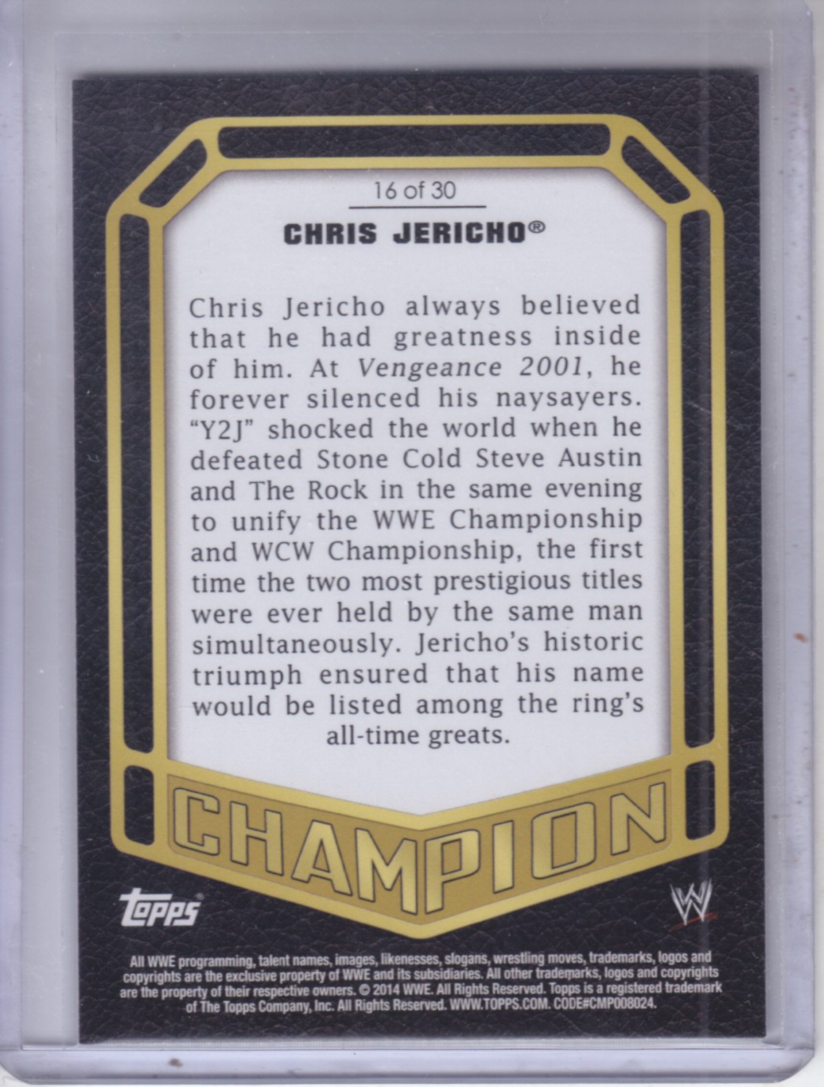 2014 Topps WWE Champions #16 Chris Jericho back image