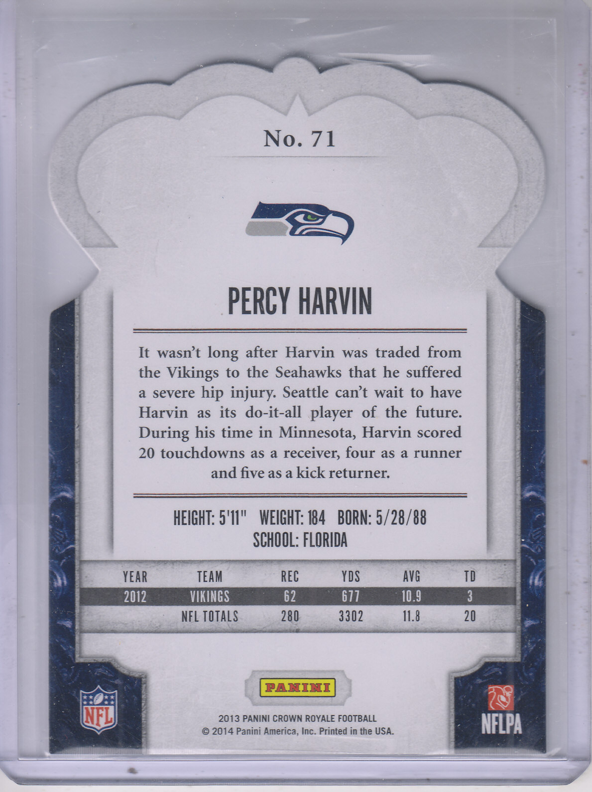 2013 Crown Royale #71 Percy Harvin back image