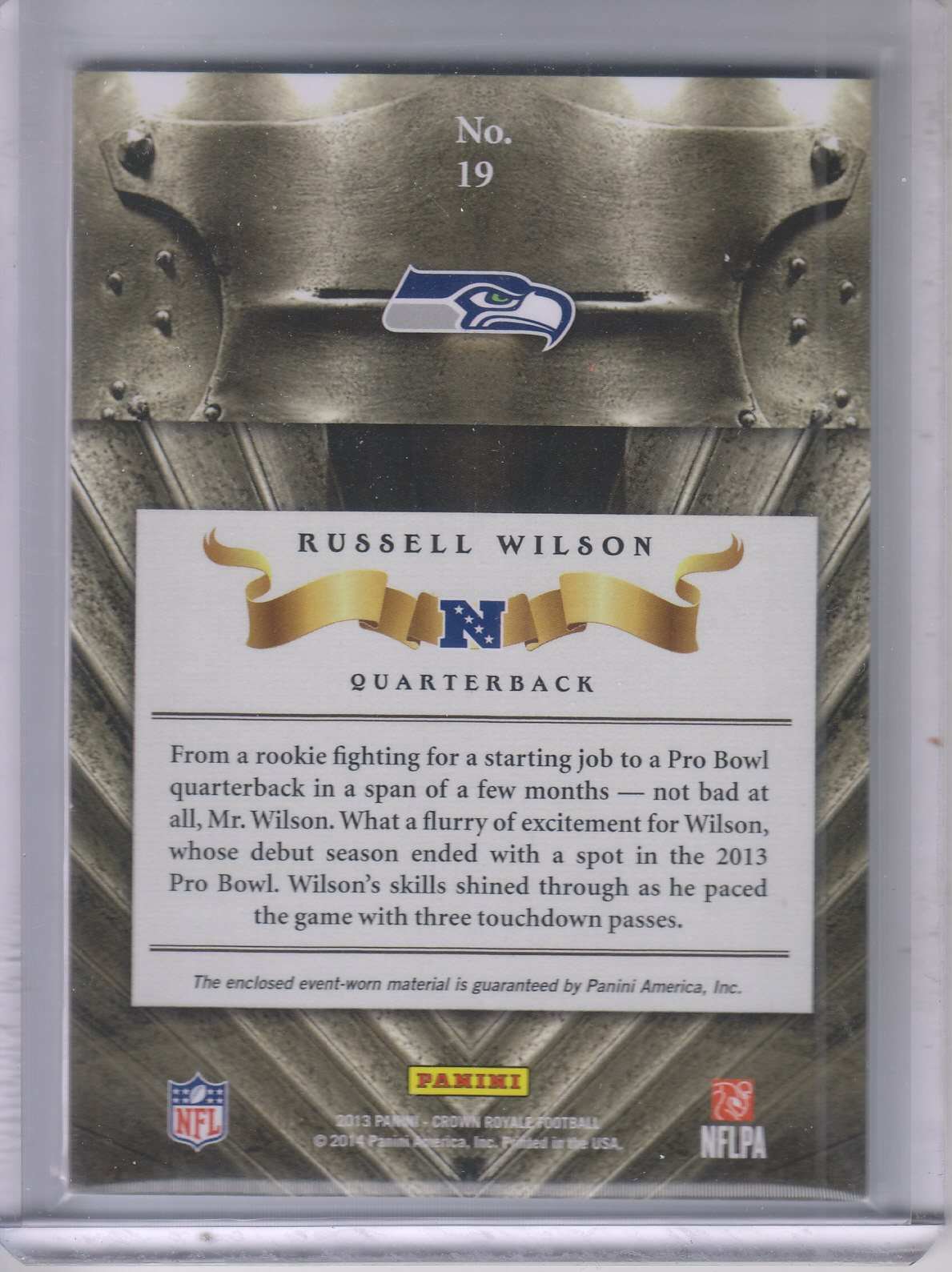 2013 Crown Royale All Pros Materials #19 Russell Wilson/299 back image