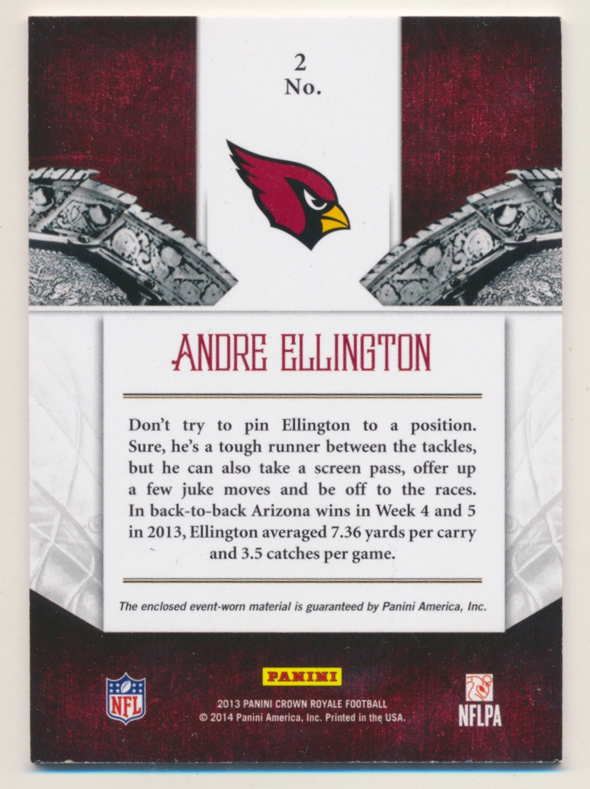 2013 Crown Royale Heirs to the Throne Materials Retail #2 Andre Ellington/299 back image
