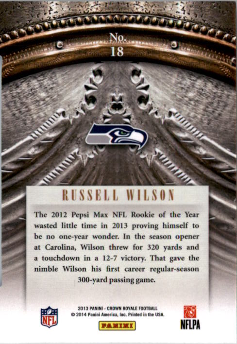 2013 Crown Royale Pivotal Players #18 Russell Wilson back image