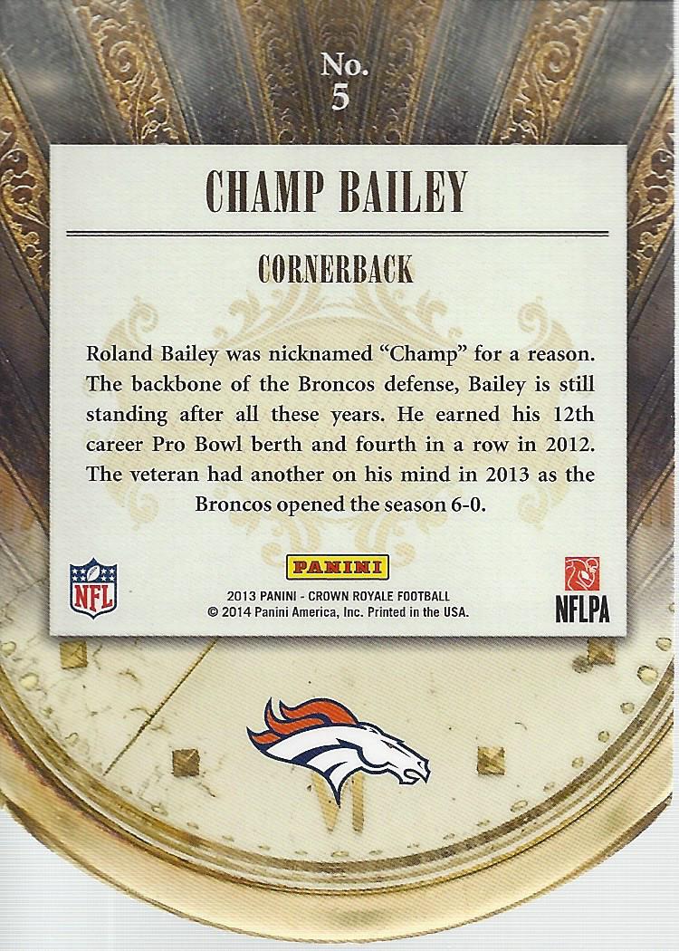 2013 Crown Royale Test of Time #5 Champ Bailey back image