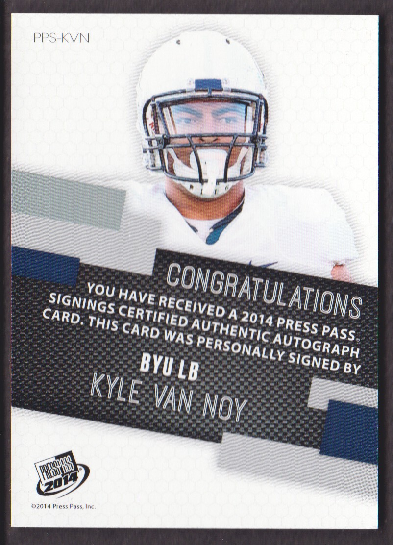 2014 Press Pass Autographs Gold #KV Kyle Van Noy/199 back image