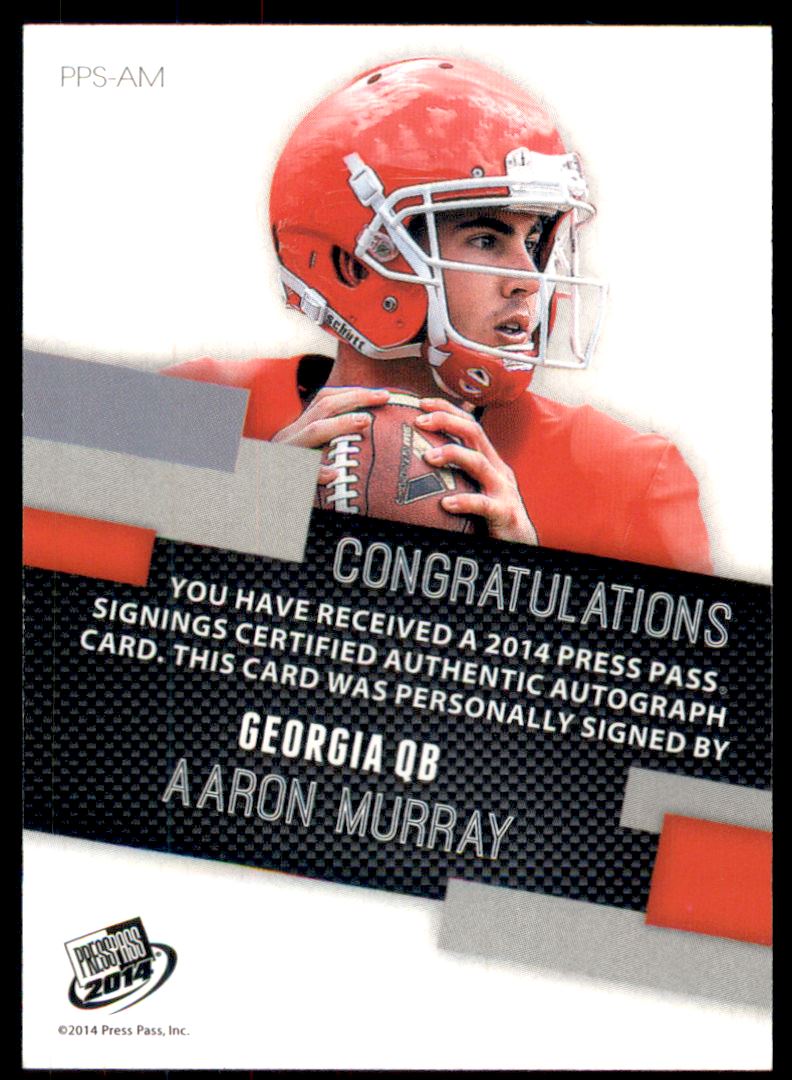 2014 Press Pass Autographs Bronze #AMU Aaron Murray/90* back image