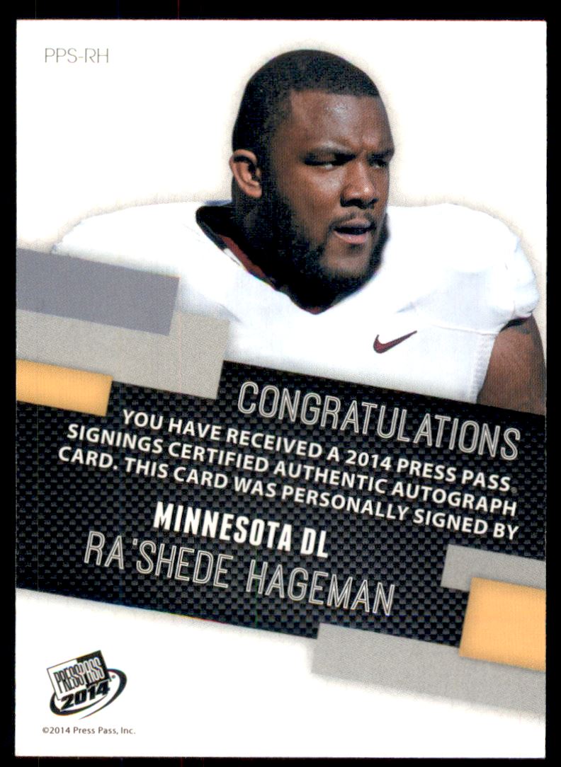 2014 Press Pass Autographs Bronze #RHA Ra'Shede Hageman/86* back image