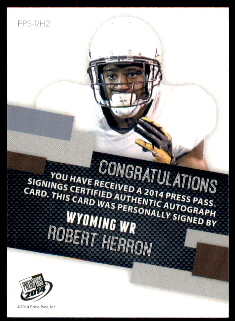 2014 Press Pass Autographs Bronze #RH Robert Herron/92* back image
