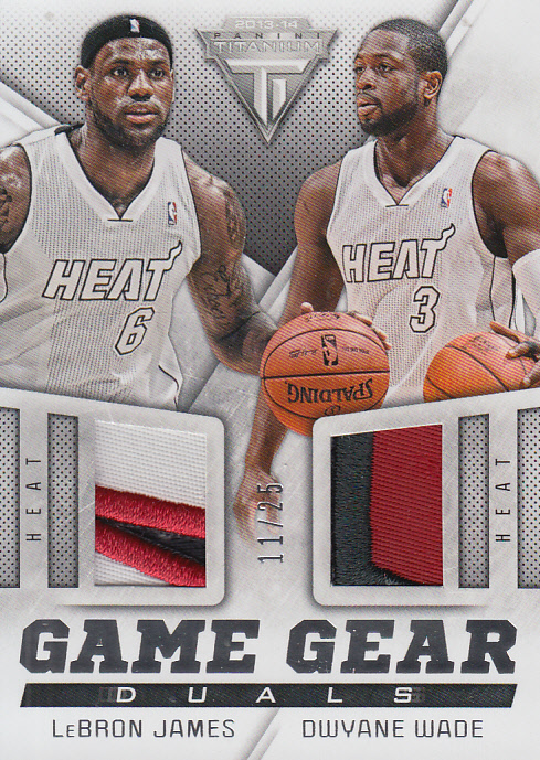 2013-14 Panini Titanium Game Gear Duals Prime #5 Dwyane Wade/LeBron James/25