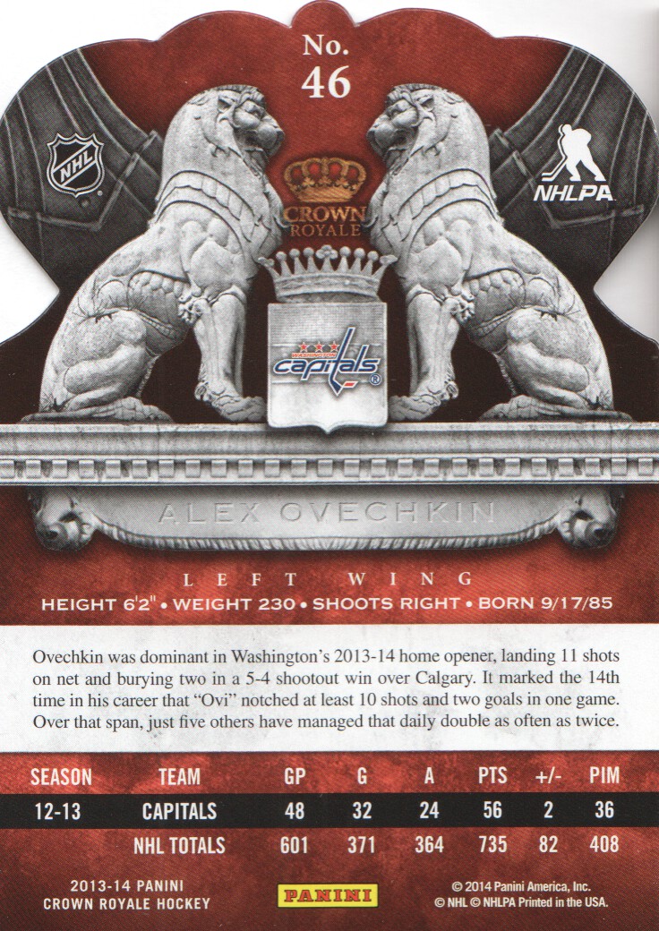 2013-14 Crown Royale #46 Alex Ovechkin back image