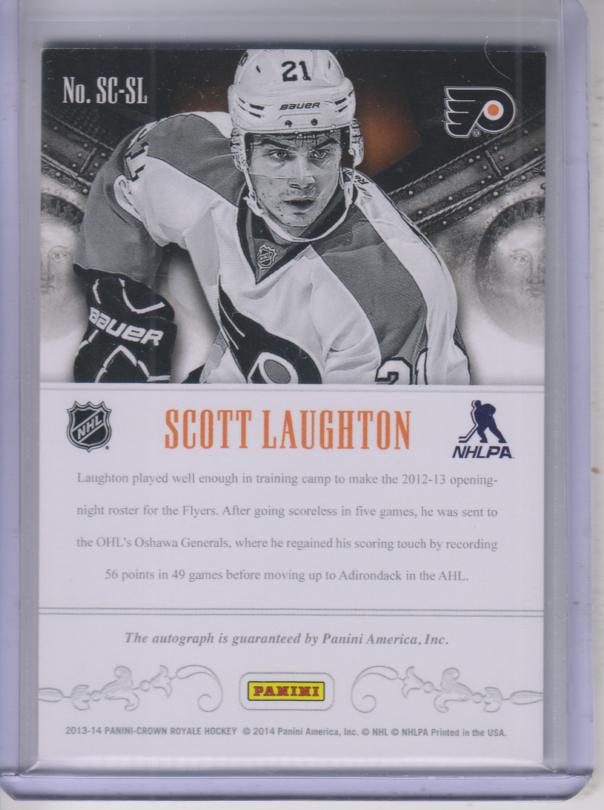 2013-14 Crown Royale Scratching the Surface Signatures #SCSL Scott Laughton back image