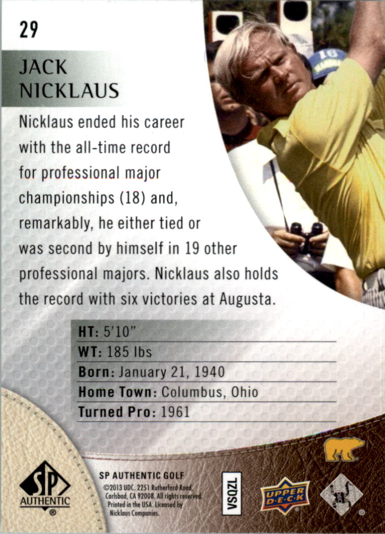 2014 SP Authentic Golf Card Pick - Picture 55 of 149