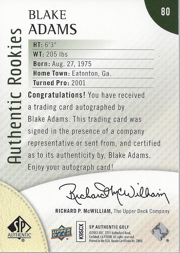 2014 SP Authentic Golf Card Pick - Picture 139 of 149