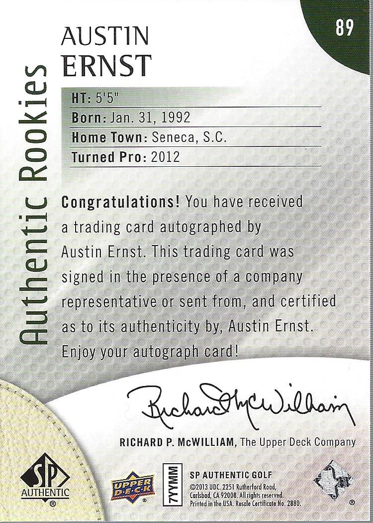 2014 SP Authentic Golf Card Pick - Picture 143 of 149