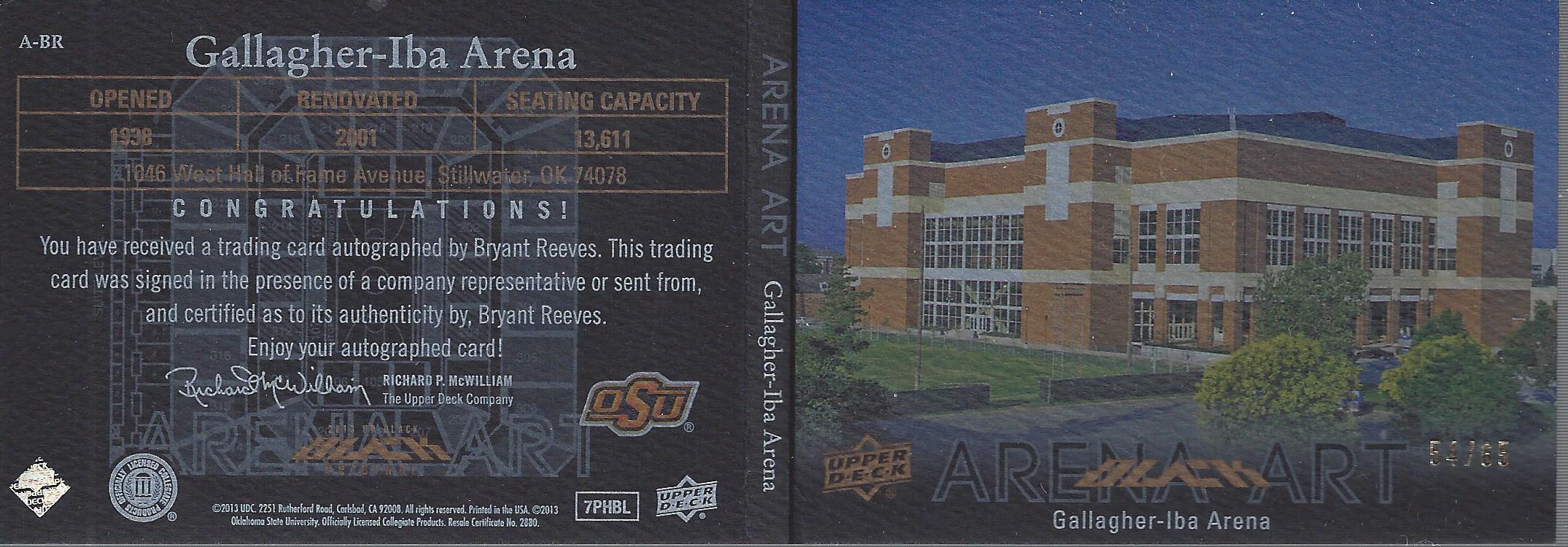 2013-14 UD Black Arena Art #ABR Bryant Reeves/Gallagher-Iba Arena/65 back image