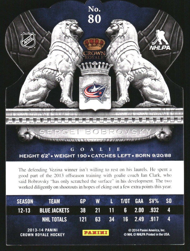 2013-14 Crown Royale Red #80 Sergei Bobrovsky