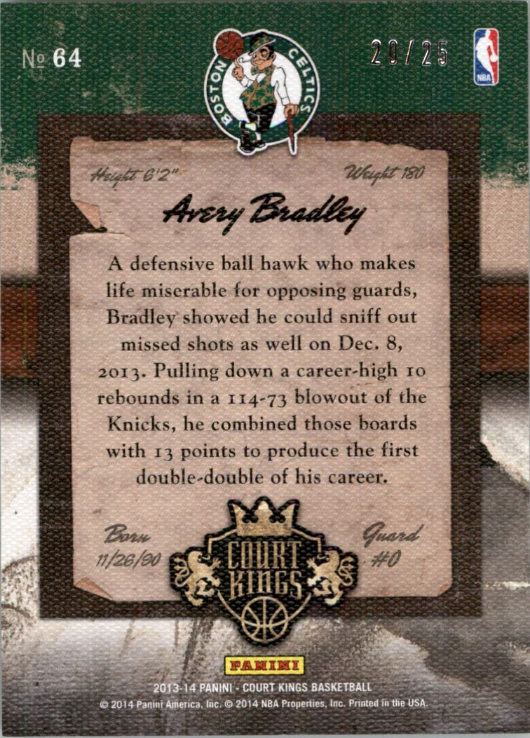 2013-14 Court Kings Gold #64 Avery Bradley back image