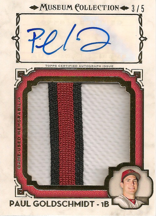 2014 Topps Museum Collection Momentous Material Jumbo Relic Autographs Gold #MMARPG Paul Goldschmidt