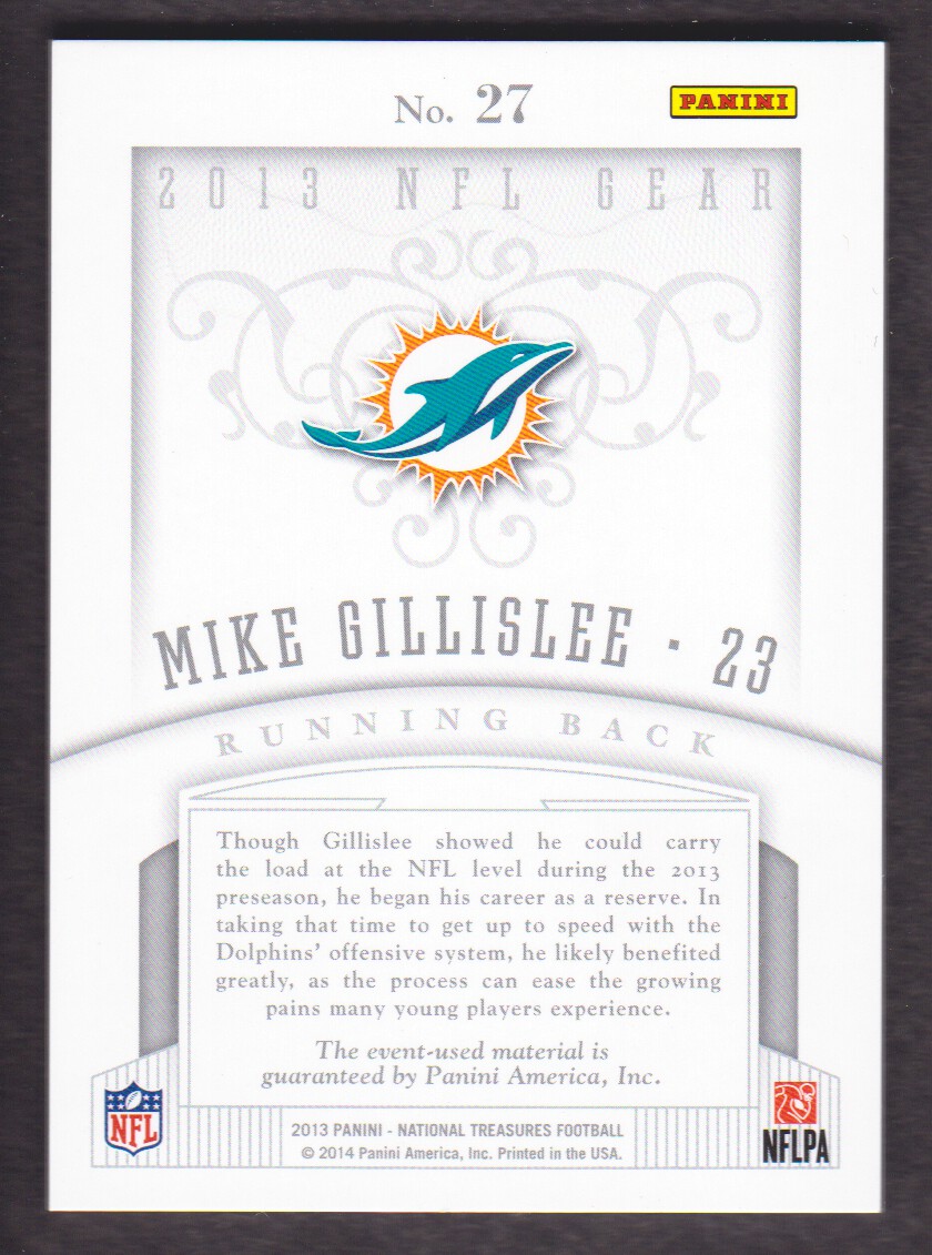 2013 Panini National Treasures NFL Gear Combos #27 Mike Gillislee back image