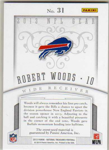 2013 Panini National Treasures NFL Gear Quad #31 Robert Woods back image
