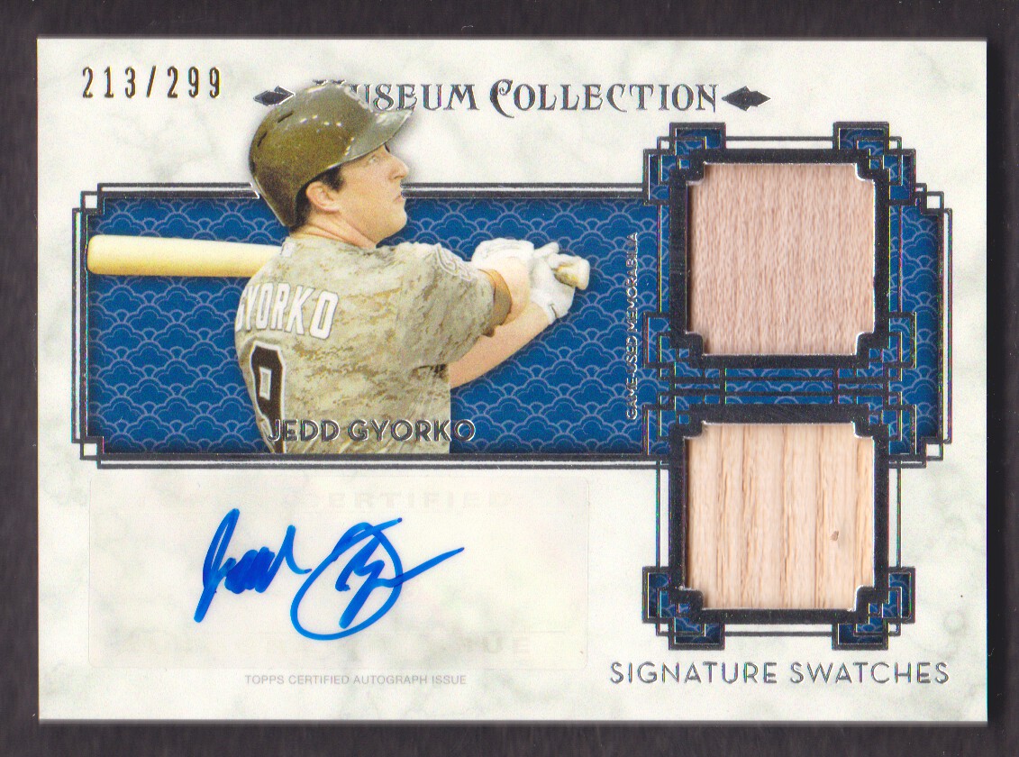 2014 Topps Museum Collection Signature Swatches Dual Relic Autographs #SSDJGK Jedd Gyorko/299