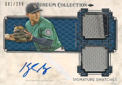 2014 Topps Museum Collection Signature Swatches Dual Relic Autographs #SSDKS Kyle Seager/299