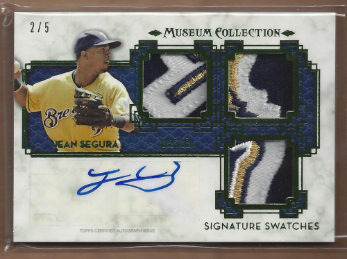 2014 Topps Museum Collection Signature Swatches Triple Relic Autographs Patch #SSTJS Jean Segura