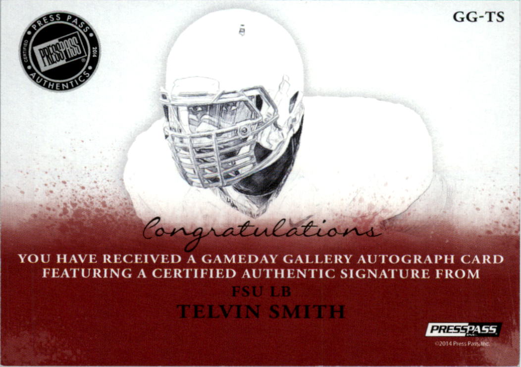 2014 Press Pass Gameday Gallery Silver #GGTS Telvin Smith/150 back image