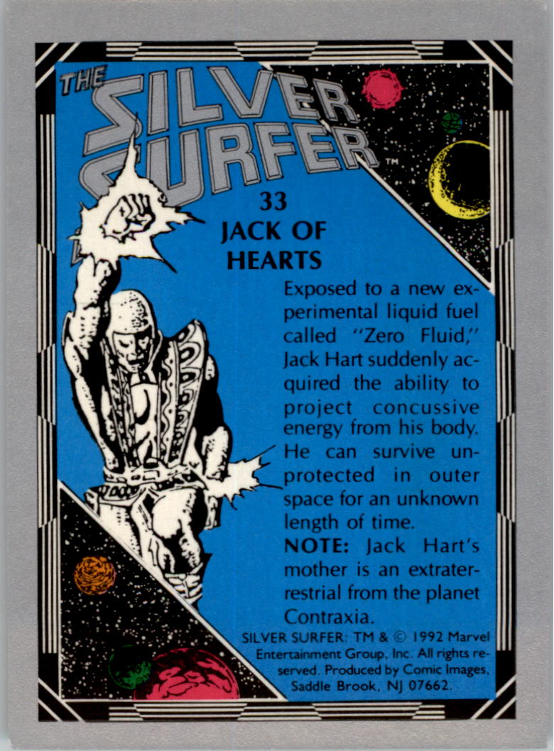 1992 Comic Images Silver Surfer #33 Jack of Hearts back image
