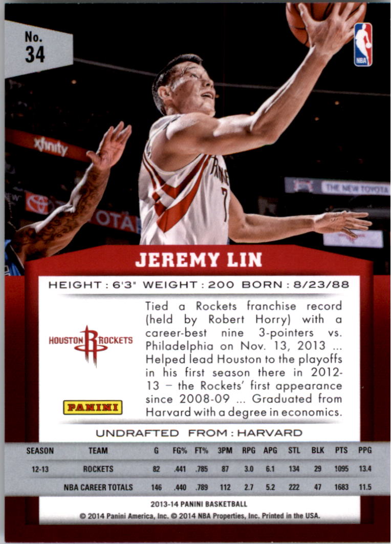 2013-14 Panini #34 Jeremy Lin back image