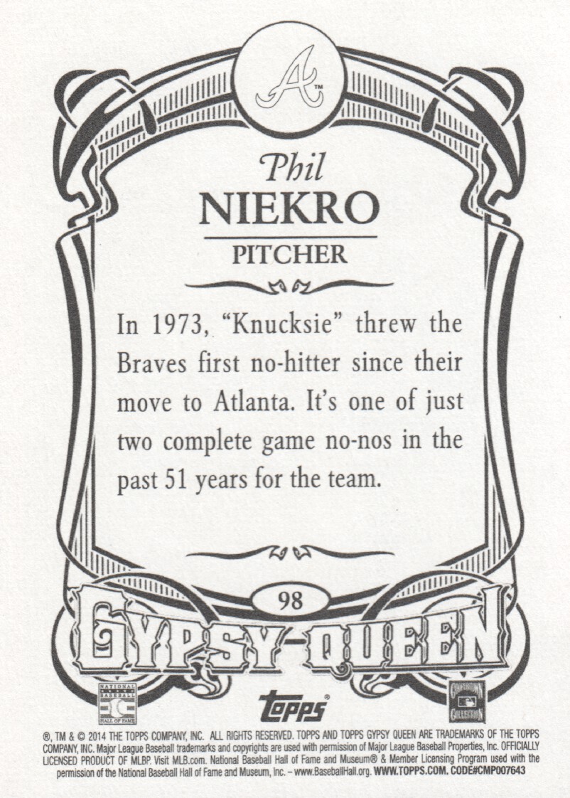 2014 Topps Gypsy Queen #98 Phil Niekro back image