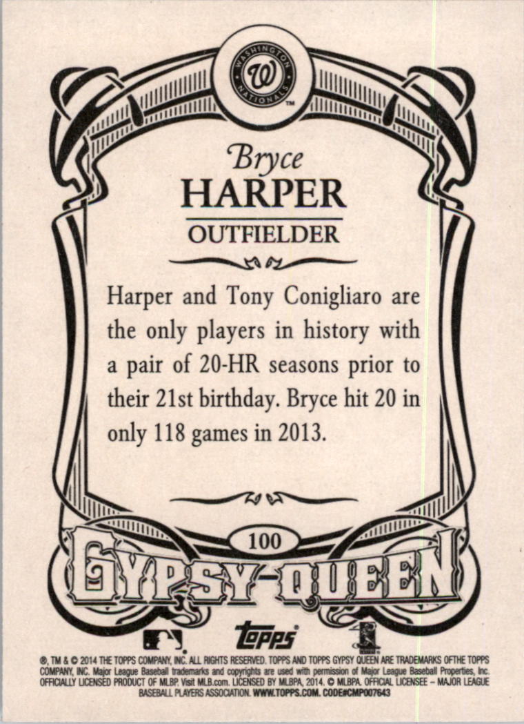 2014 Topps Gypsy Queen #100A Bryce Harper back image