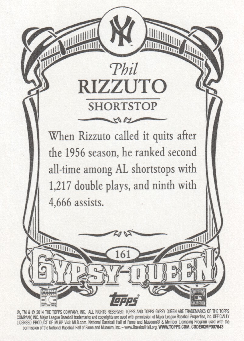 2014 Topps Gypsy Queen #161 Phil Rizzuto back image