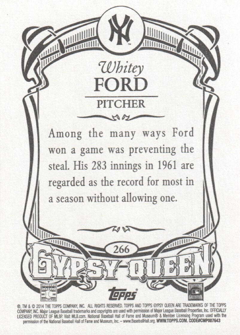 2014 Topps Gypsy Queen #266A Whitey Ford back image