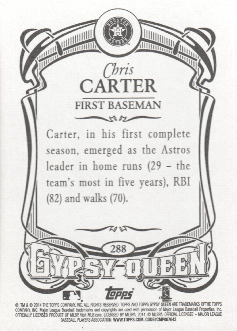2014 Topps Gypsy Queen #288 Chris Carter back image