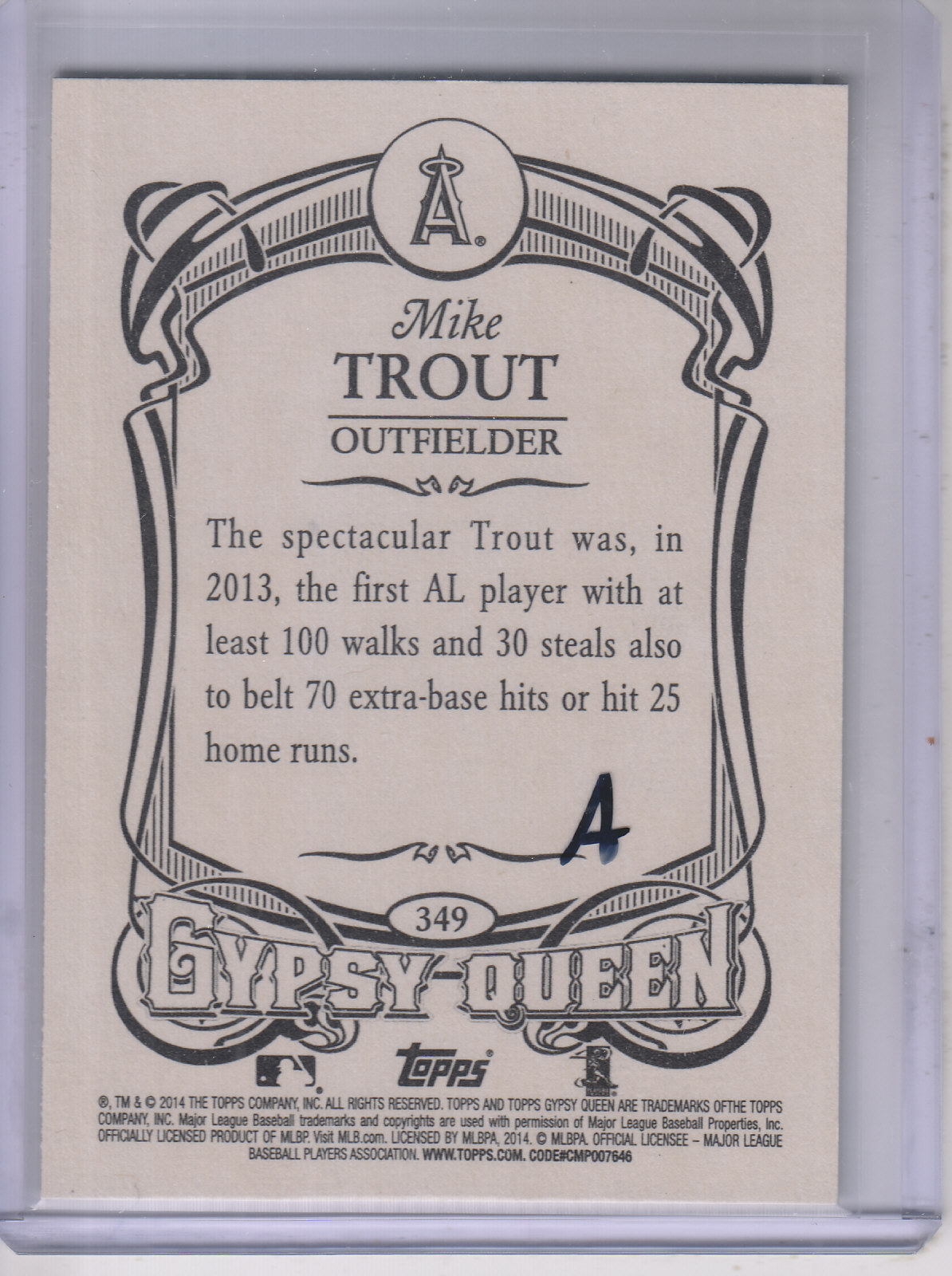 2014 Topps Gypsy Queen #349A Mike Trout SP back image