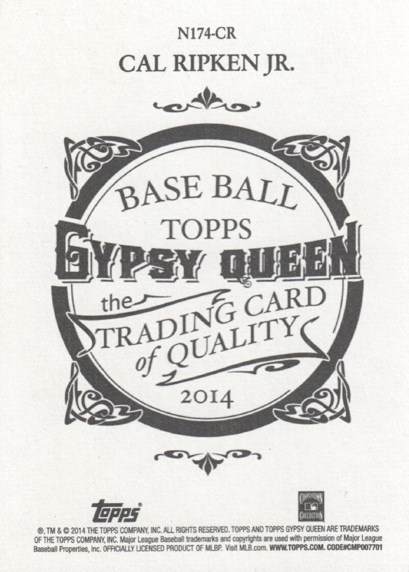 2014 Topps Gypsy Queen N174 Gypsy Queen #N174CR Cal Ripken Jr. back image