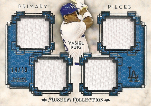 2014 Topps Museum Collection Primary Pieces Quad Relics #PPQRYP Yasiel Puig