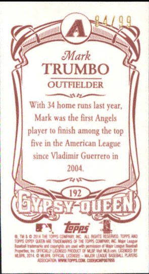 2014 Topps Gypsy Queen Mini Red #192 Mark Trumbo back image