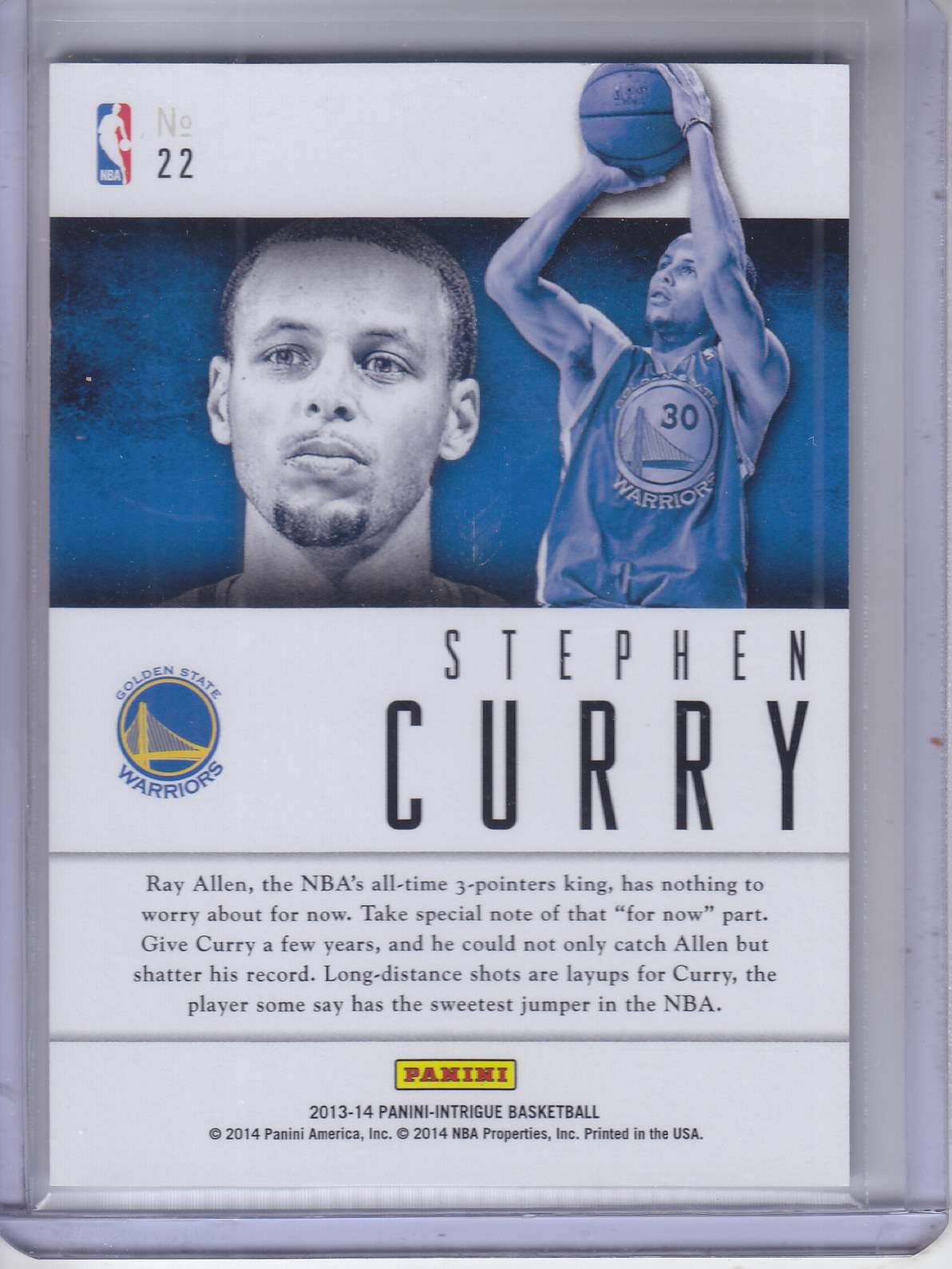 2013-14 Panini Intrigue Intriguing Players #22 Stephen Curry back image