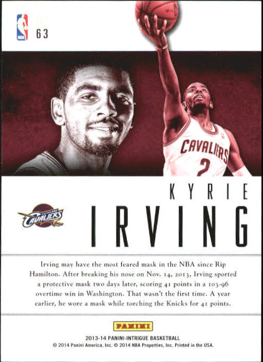 2013-14 Panini Intrigue Intriguing Players #63 Kyrie Irving back image