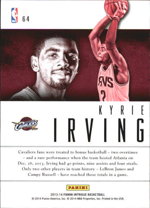 2013-14 Panini Intrigue Intriguing Players #64 Kyrie Irving back image