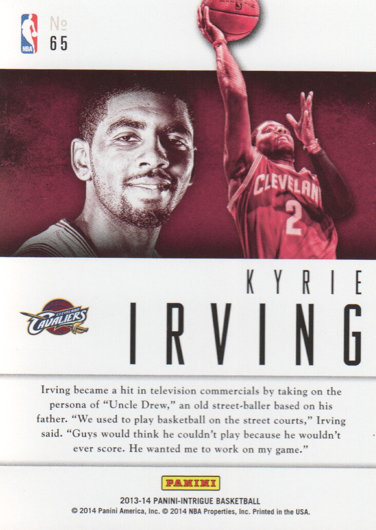 2013-14 Panini Intrigue Intriguing Players #65 Kyrie Irving back image
