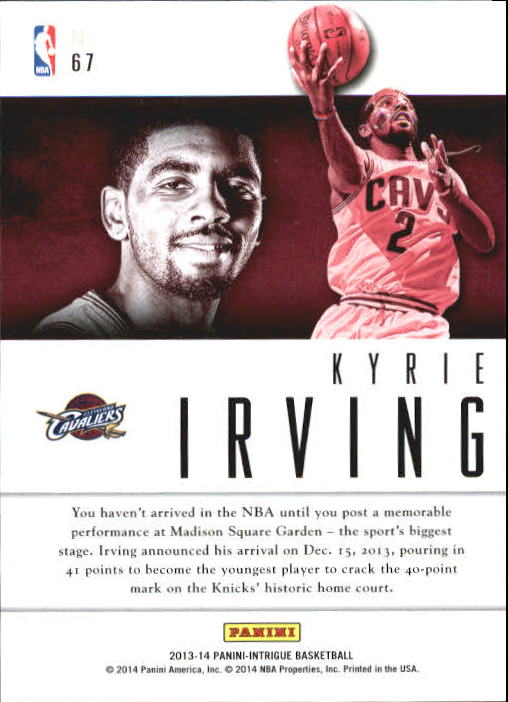 2013-14 Panini Intrigue Intriguing Players #67 Kyrie Irving back image