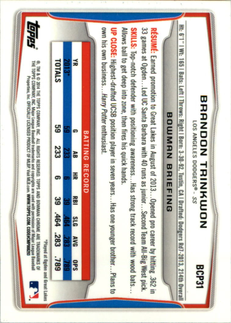 2014 Bowman Chrome Prospects Baseball Card Pick (Inserts) - Picture 59 of 212