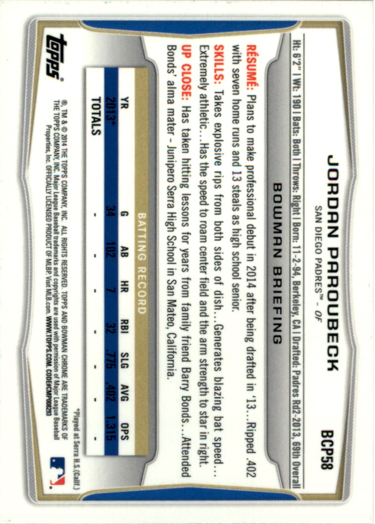 2014 Bowman Chrome Prospects Baseball Card Pick (Inserts) - Picture 113 of 212