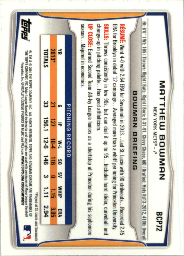 2014 Bowman Chrome Prospects Baseball Card Pick (Inserts) - Picture 141 of 212