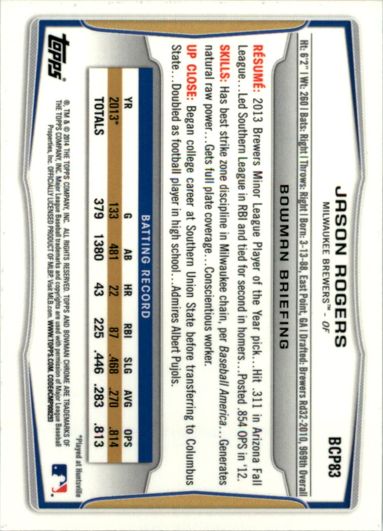 2014 Bowman Chrome Prospects Baseball Card Pick (Inserts) - Picture 160 of 212