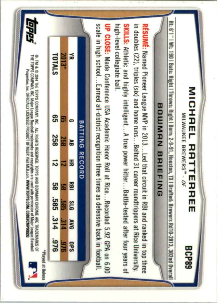 2014 Bowman Chrome Prospects Baseball Card Pick (Inserts) - Picture 172 of 212