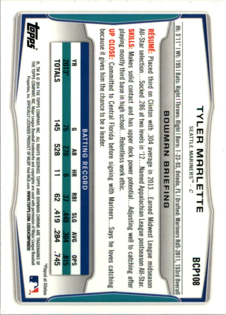 2014 Bowman Chrome Prospects Baseball Card Pick (Inserts) - Picture 210 of 212