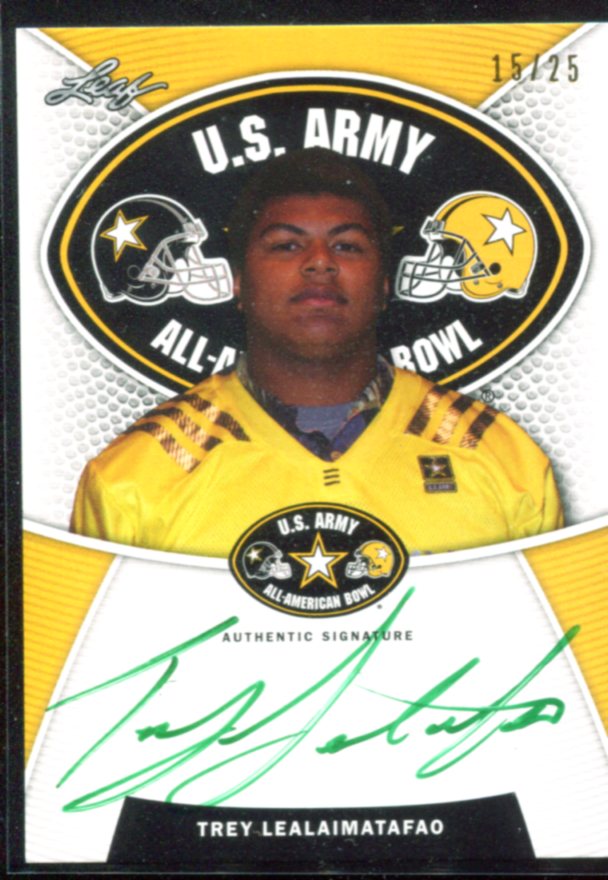 2014 Leaf Army All-American Bowl Tour Autographs Green Ink #TATL2 Trey Lealaimatafao